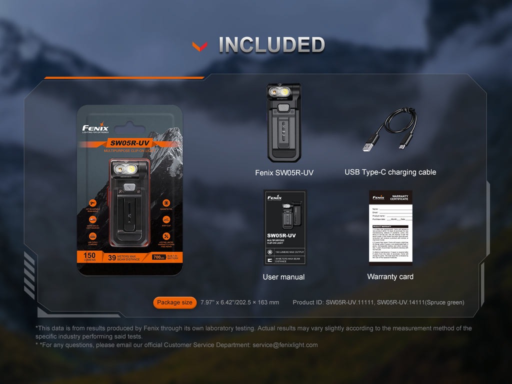 Linterna Recargable Fenix SW05R-UV negro