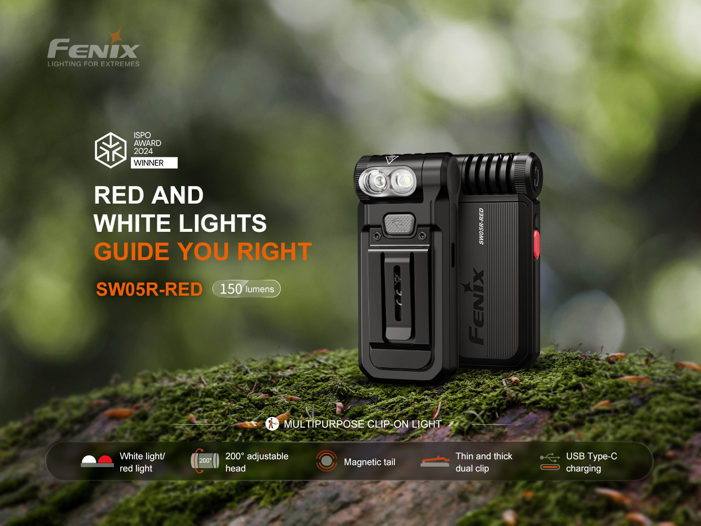 Linterna Recargable Fenix SW05R-RED negro