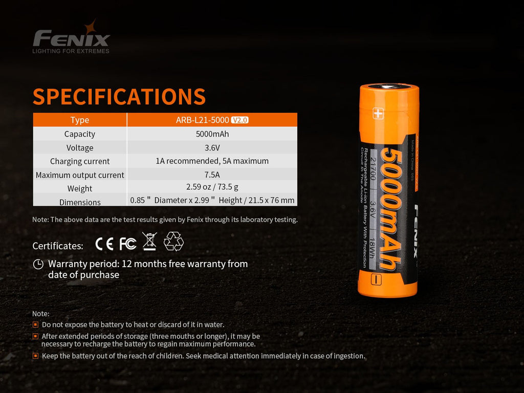 Bateria recargable FENIX ARB-L21-5000 V2.0