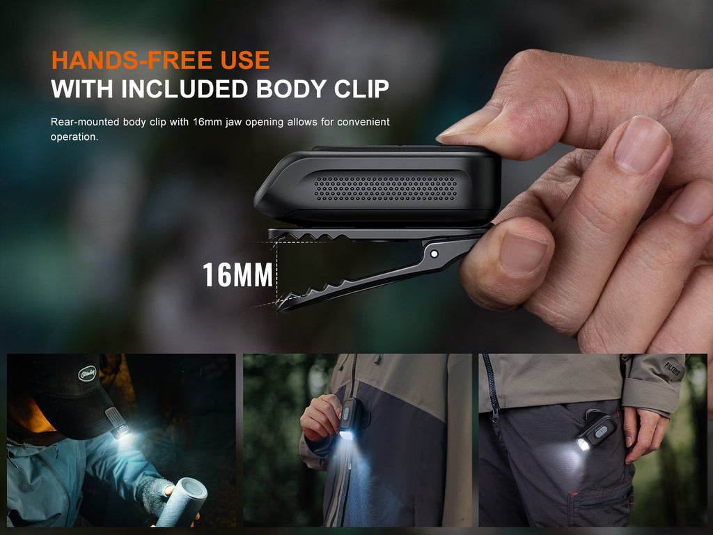 Linterna Recargable Fenix E04R con clip NEGRO