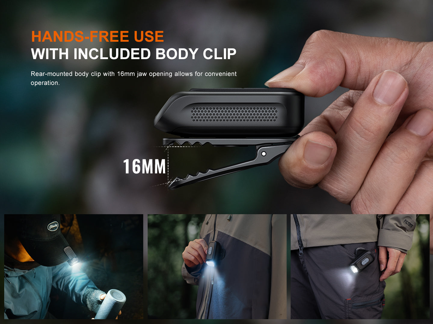 Linterna Recargable Fenix E04R con clip NEGRO
