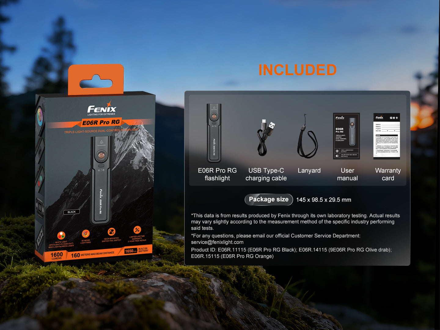 Linterna Recargable Fenix E06R PRO RG NEGRO (LASER VERDE)