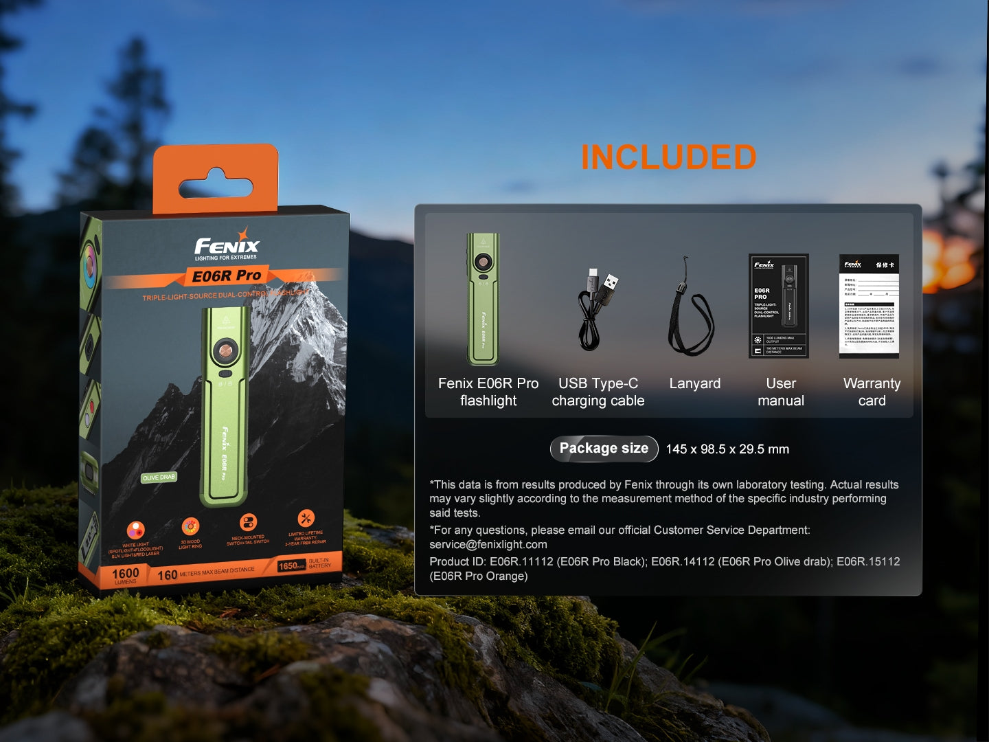 Linterna Recargable Fenix E06R PRO VERDE OLIVA